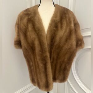 Lux and Chic Brown Mink Fur Stole (Size Medium)